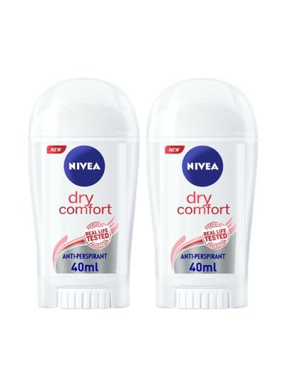 NIVEA NIVEA Antiperspirant Stick for Women, Dry Comfort Quick Dry, 2x40ml