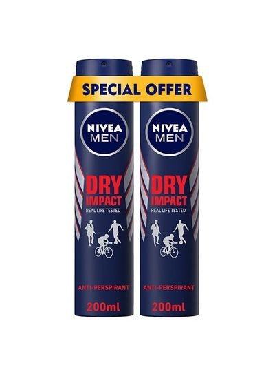 NIVEA NIVEA MEN Dry Impact, Antiperspirant for Men, Spray 2x200ml