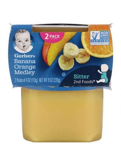 Gerber Gerber, Banana Orange Medley, 2 Packs, 4 oz (113 g) Each