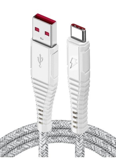 Moxedo Moxedo Velox Nylon Braided Cable USB-A to USB-C Cable Fast Charge & Data Sync Compatible with Galaxy S21, S20, S10, Note 10/9, A51, A11,S witch, Pixel, LG & more 2m White