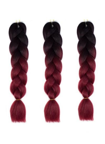 Arabest 3-Piece Jumbo Braid Hair Extensions Wigs Black/Wine red