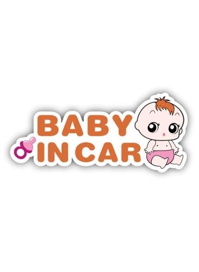 Rubik Magnetic Baby in Car Sign, Adhesive Free Removable Vinyl Sticker Sticks to all Steel Body Cars (25x11cm) Pink