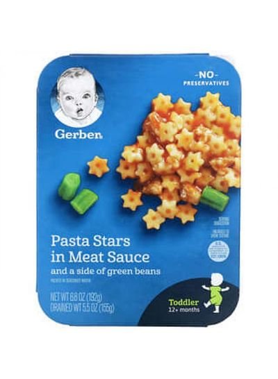 Gerber Gerber, Pasta Stars In Meat Sauce and a Side of Green Beans, 12+ Months, 6.8 oz (192 g)