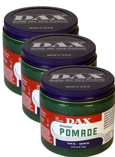 DAX Pack of 3 Pomade Olive And Castor Oil Jar Bergamot