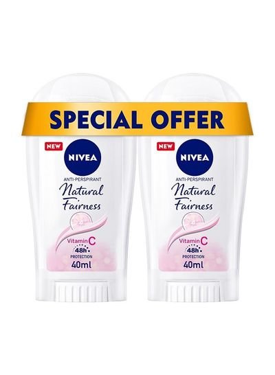 NIVEA NIVEA Natural Fairness, Antiperspirant for Women, Stick 2x40ml