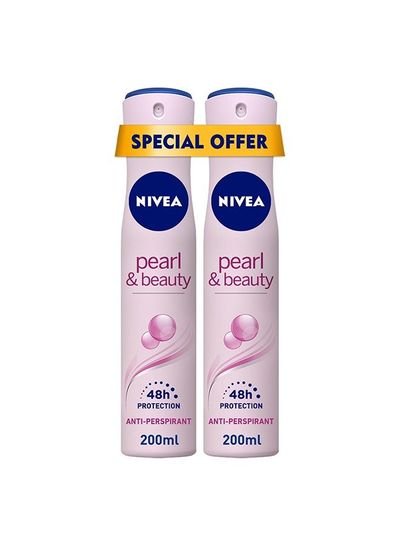 NIVEA NIVEA Pearl & Beauty, Antiperspirant for Women, Pearl Extracts, Spray 2x200ml