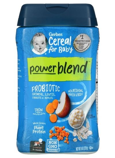 Gerber Powerblend Cereal Probiotic Oatmeal Lentil Carrots and Apples 227 gm