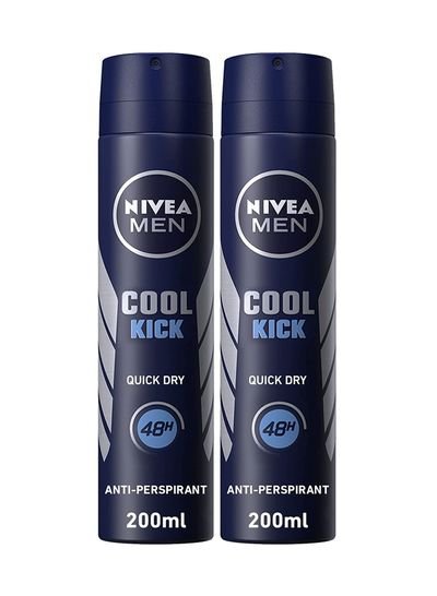 NIVEA NIVEA MEN Cool Kick, Deodorant for Men, Fresh Scent, Spray 2x200ml