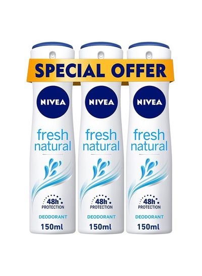 NIVEA NIVEA Fresh Natural, Deodorant for Women, Ocean Extracts, Spray 3x150ml