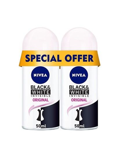 NIVEA NIVEA Black & White Invisible Original, Antiperspirant for Women, Roll-on 2x50ml