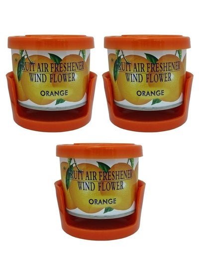 WIND FLOWER Fruit Air Freshener Gel Orange Scent (3 Pcs)