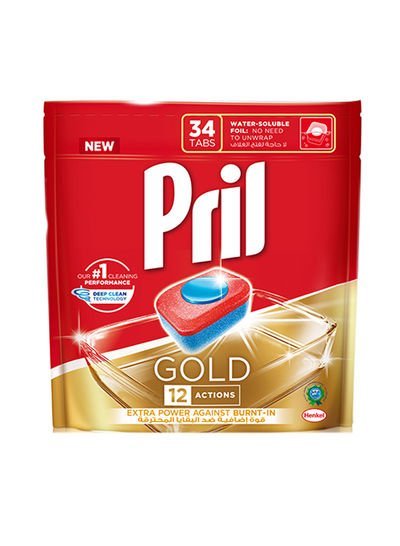 Pril Gold Auto Dish Wash, 34 Tabs Red/Blue