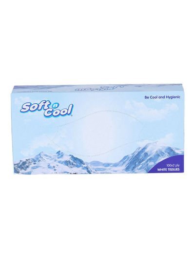 Soft n Cool Facial Tissue 100 Sheets x 2 ply White 200 x 230mm