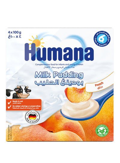 Humana Milk Pudding Peach, Baby Snack 100g Pack of 4