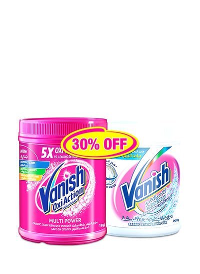 Vanish Pack Of 2 Fabric Stain Remover Powder Multicolour 1+0.9kg