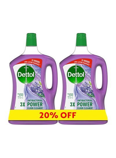 Dettol Pack Of 2 Lavender Flavour Anti-Bacterial Power Floor Cleaner Purple 2 x 1.8L