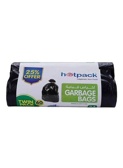hotpack Twin Pack 24-Piece Heavy Duty Garbage Roll 60 Gallon Black 95x120cm