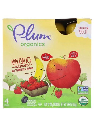 Plum Organics Organic Applesauce Mashups Pouches  360g Pack of 4