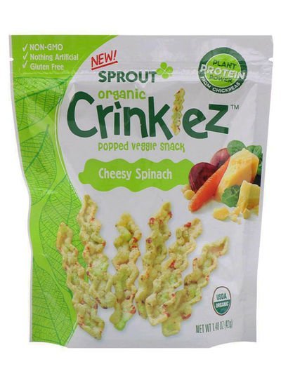 SPROUT Crinklez Popped Veggie Snack Cheesy Spinach 42g