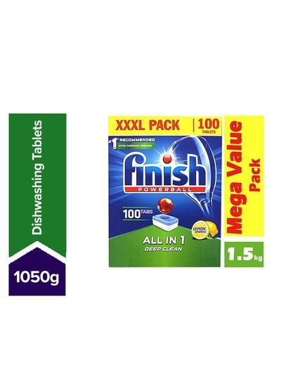 finish Powerball All-In-1 Deep Clean Automatic Dishwasher 100 Tablets/Pods Multicolour 1.55kg