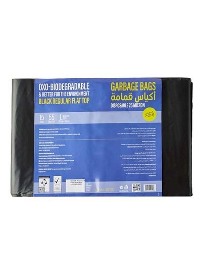 Noon Care Flat Top Garbage Bag, 15 Sheets, Large, 55 Gallons