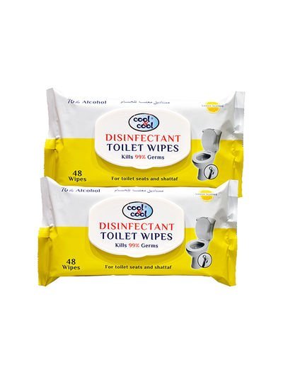 cool & cool Disinfectant Toilet Wipes 48’s Pack Of 2 Yellow 48×4.5x13cm