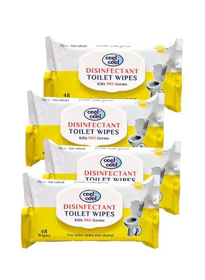 cool & cool Disinfectant Toilet Wipes 48’s Pack Of 4 Yellow