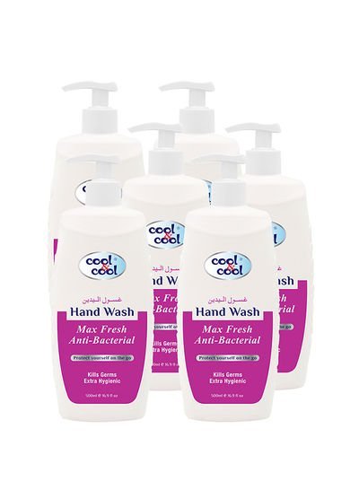 cool & cool Pack Of 6 Antibacterial Hand Wash Max Fresh 500ml Pink