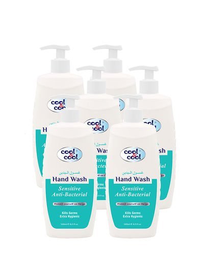 cool & cool Pack Of 6 AntiBacterial Hand Wash Sensitive 500ml