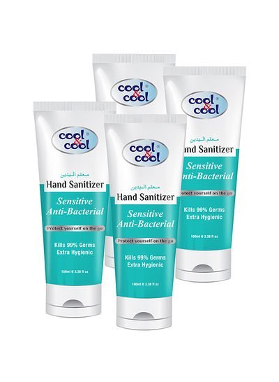 cool & cool Pack Of 4 Sensitive Hand Sanitizer Tube 100ml Green