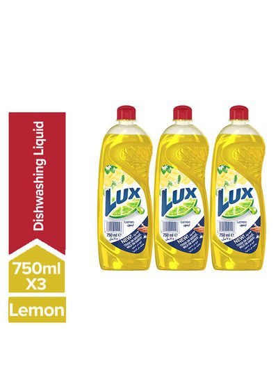 Lux Sunlight Dishwash Lemon 750ml Pack of 3 Yellow