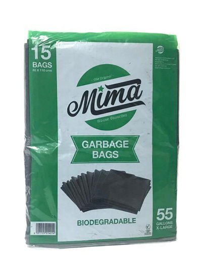 mima 15-Piece Trash Bag X-Large Black 55gallon