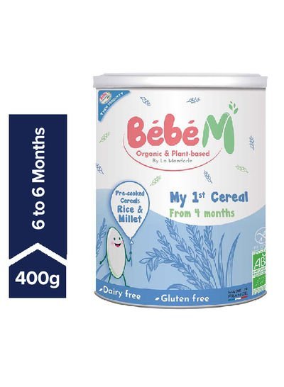 Bebe M Baby Organic Plant-Based My First Cereal Pre-Cooked Cereals Rice-Millet Buckweat 400g