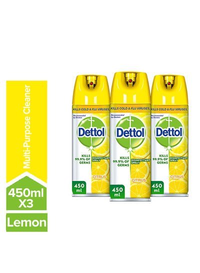 Dettol Citrus Disinfectant Spray Multicolour 3x450ml