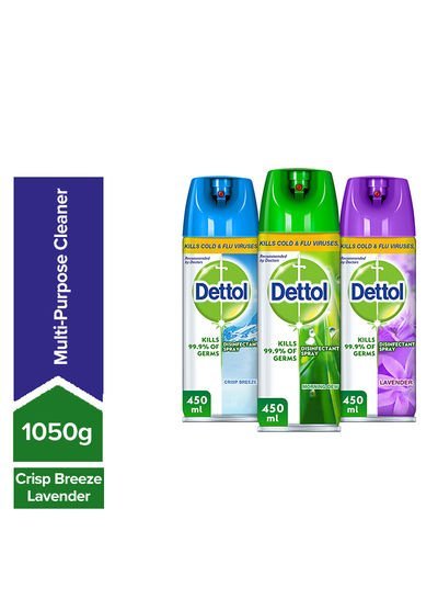 Dettol Multivariant Disinfectant Spray Multicolour 3x450ml