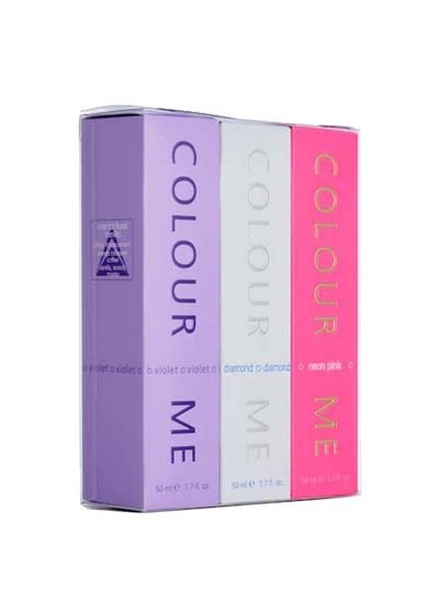 COLOUR ME Violet/Diamond/Neon Pink Eau De Parfum Set For Women 50/50/50ml