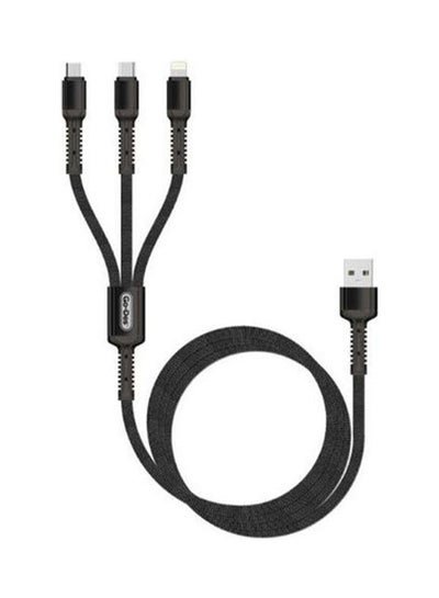 GO-DES 3-In-1 USB Data Sync Fast Charging Cable Black