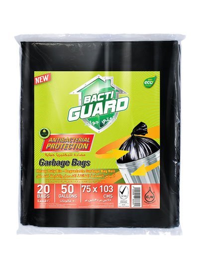 Bacti Guard 20-Piece Garbage Bags Black 75x103cm