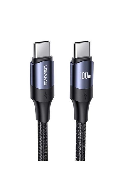 Usams US-SJ524 U71 Type-C To Type-C 100W PD Fast Charging & Data Cable Nylon Braided Aluminum Alloy 100W For Mobile /Ipad /Mac 1.2m Black