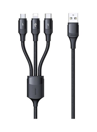 Usams 3 in 1 Aluminum alloy Multi-Function Universal Fast Charging Data Cable Black