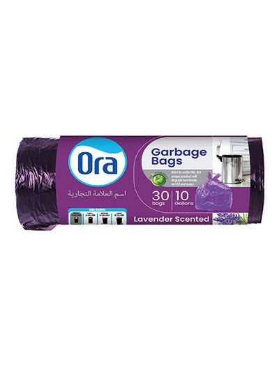 ORA Viva Garbage Lavender Scented 30 Bags Purple 10gallon