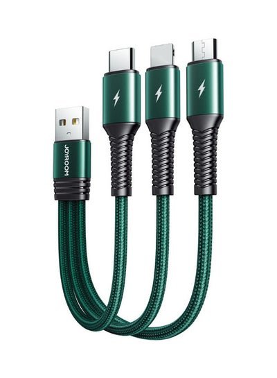 Joyroom USB 3 In 1 Sort Charging Cable Green