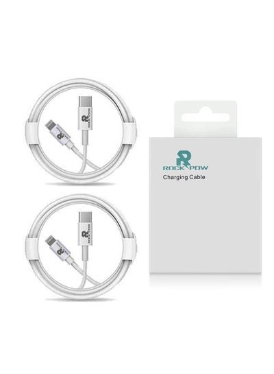 Rock Pow 2 Pack 20W Fast Charger  USB-C to Lightning Cable (Apple MFi Certified) 1 m White