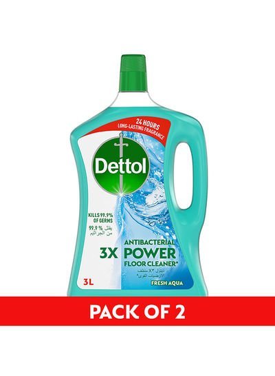 Dettol Aqua Antibacterial Power Floor Cleaner Pack Of 2 3L