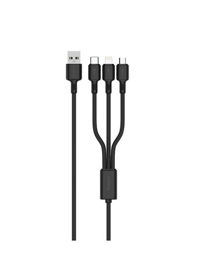Oraimo Dura Line 3 in 1 Universal Cable Lightning withType-C. Micro USB. Fast Charging Black