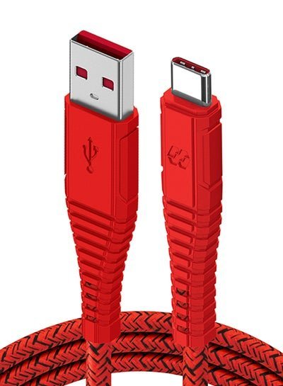 Moxedo Velox Nylon USB-A To USB-C Fast Charge & Data Sync  Braided Cable 2m Red