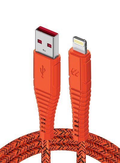 Moxedo Velox Nylon USB-A To Lightning Fast Charge & Data Sync Braided Cable 1.2m Orange