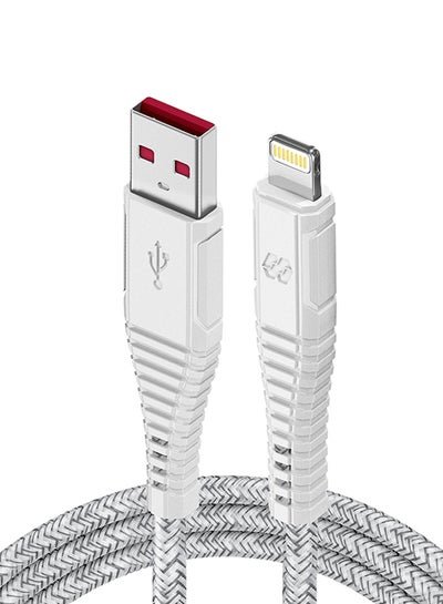 Moxedo Velox Nylon USB-A To Lightning Fast Charge & Data Sync Braided Cable 1.2m White