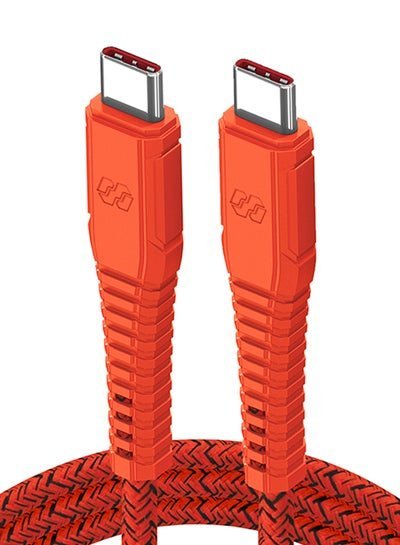 Moxedo Velox Nylon USB-C to USB-C Fast Charge & Data Sync Braided Cable 1.2m Orange