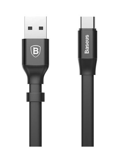 Baseus Nimble USB-A to Type-C Flat Cable 23cm- Ultra Portable Compatible for Samsung S21 S20 S9 Note 20 10 Huawei P30 P20 Lite Mate 20 Pro P20 LG G5 G6 Xiaomi Mi 11 Ultra A2 etc. Black